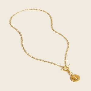 J CREW DEMI YING YANG SPARKLE TOGGLE 14K PLATE NECKLACE NWT